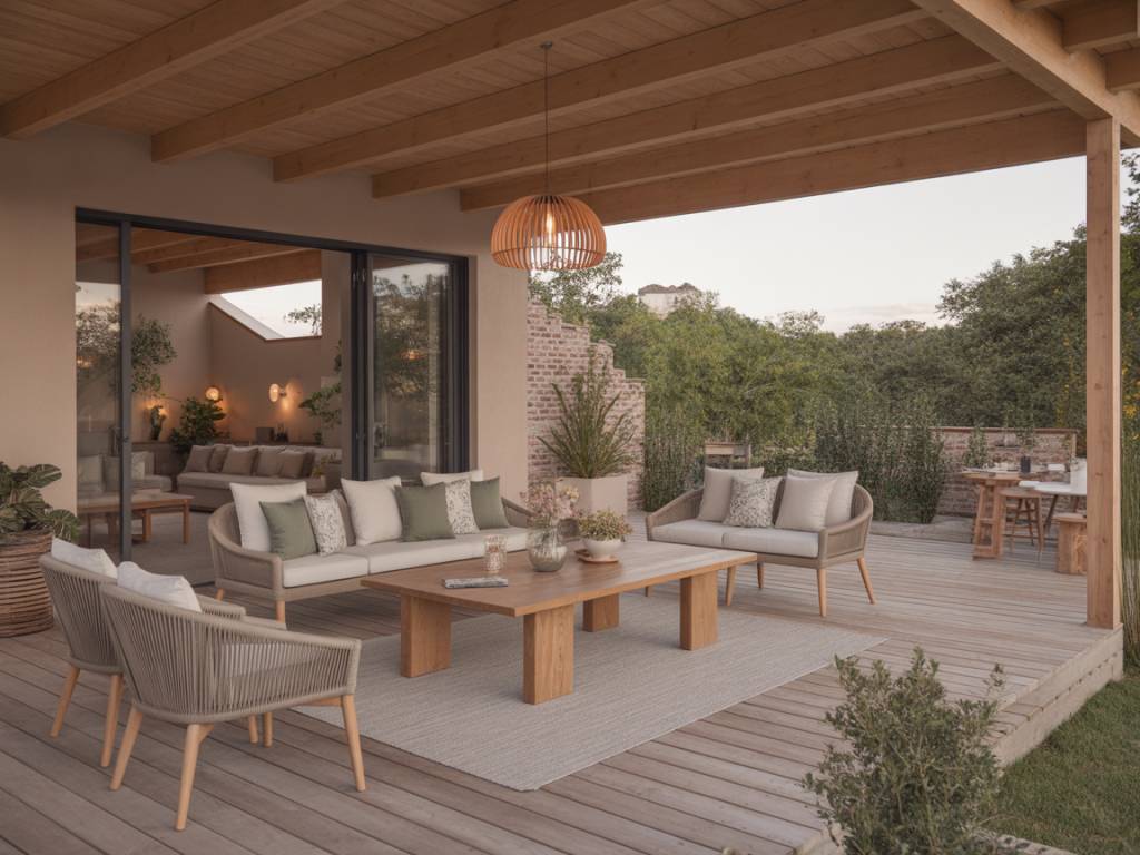Inspiration terrasse : mariage entre bois naturel et mobilier contemporain